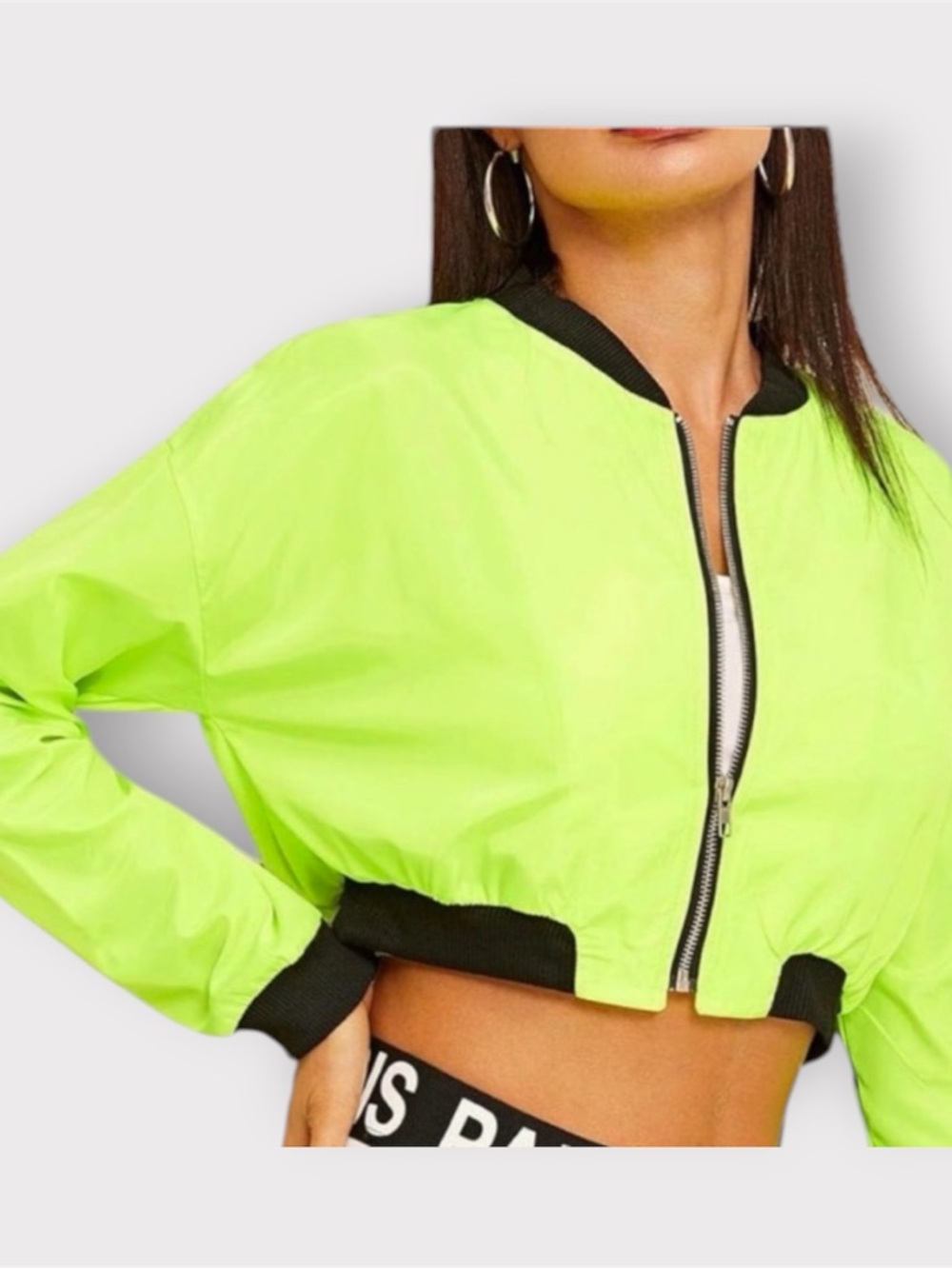 Neon Lime Cropped Zip Jacket